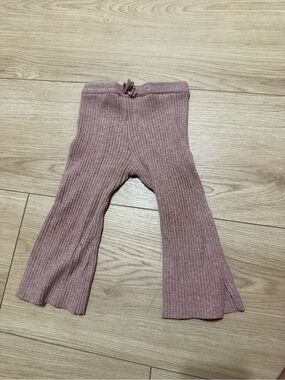 Zara Kids Ribbed Flare Pants in Mauve Pink